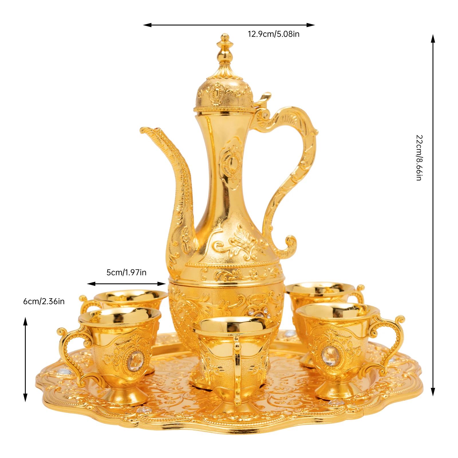 

Винтажный набор для турецкого кофе с 6 чашками и подносом Великолепный чайный сервиз Подарок на день рождения Домашний декор Кухонные аксессуары Инструменты бариста Eight-piece Set