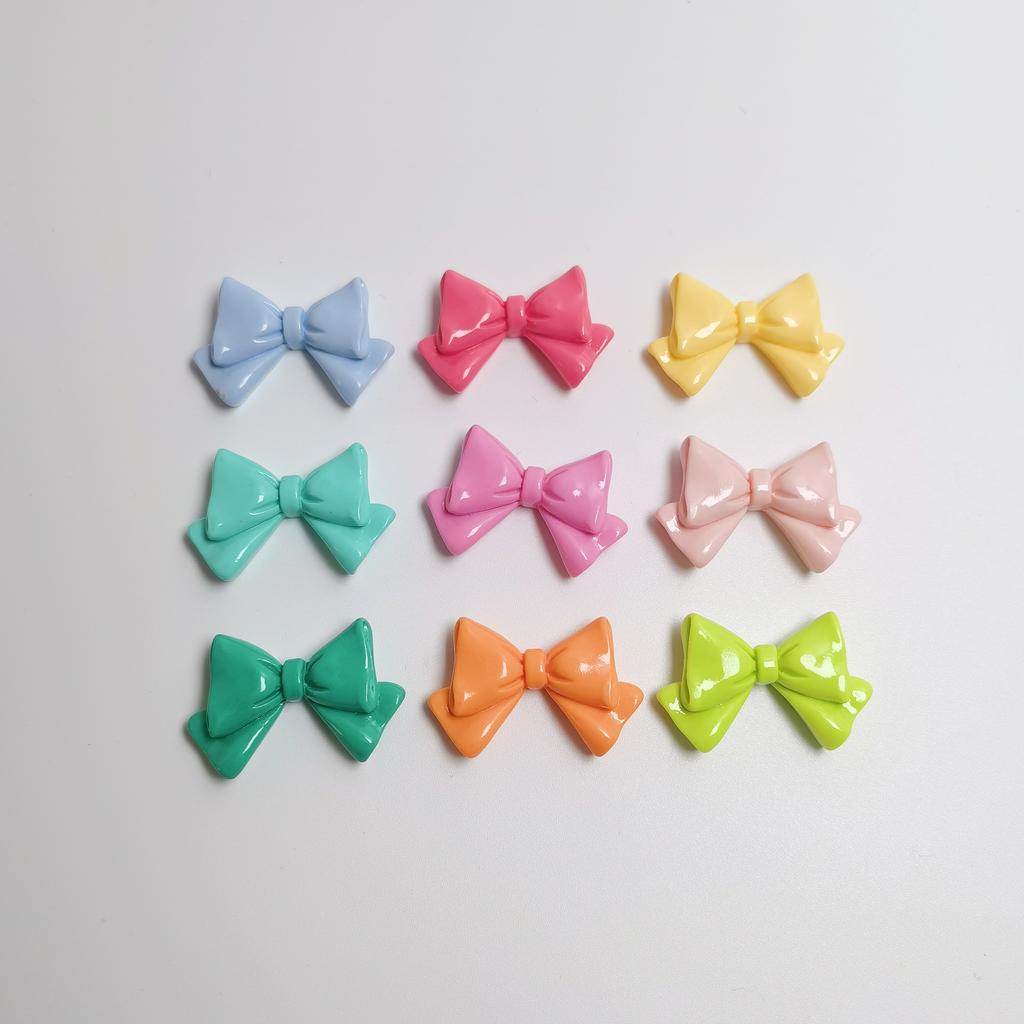 Colorful Bowknot Resin Cabochon Flatback Fit Phone Decoration Parts DIY Hair Bows Accessories Scrapbooking Craft