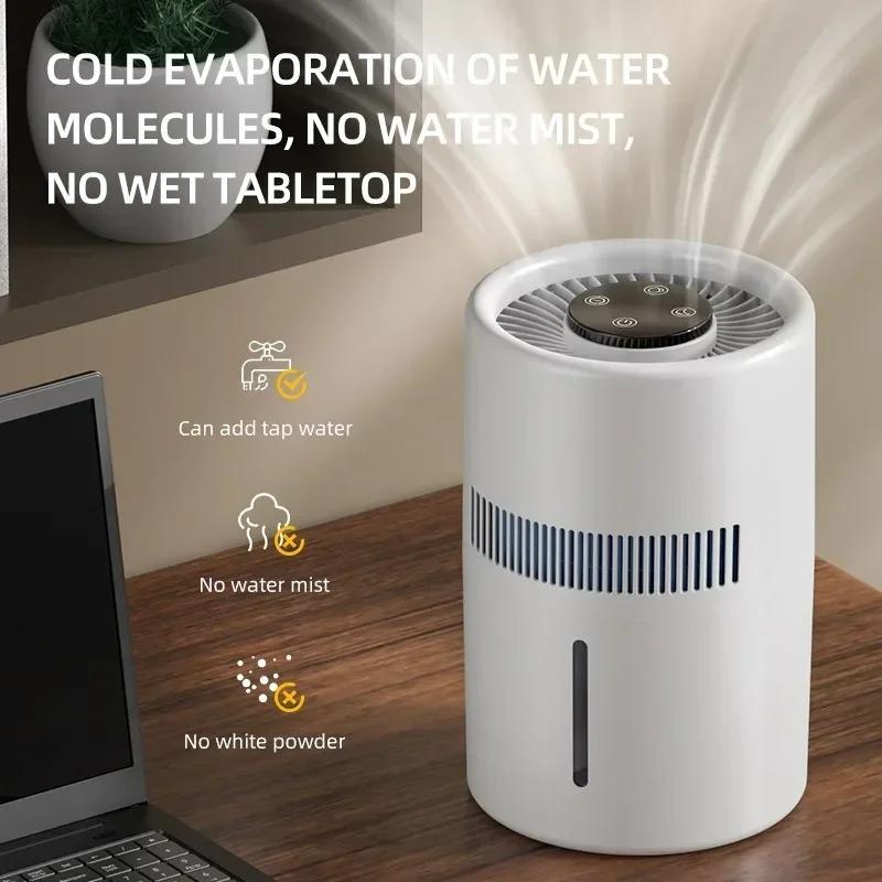3 in 1 Air Humidifier with HEPA Filter Negative Ion Air Cleaning Smoke Odor Removal for Bedroom Home bianco