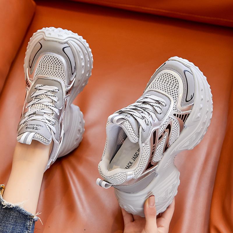Inner height increase new breathable dad shoes platform mesh small sports and leisure shoes
