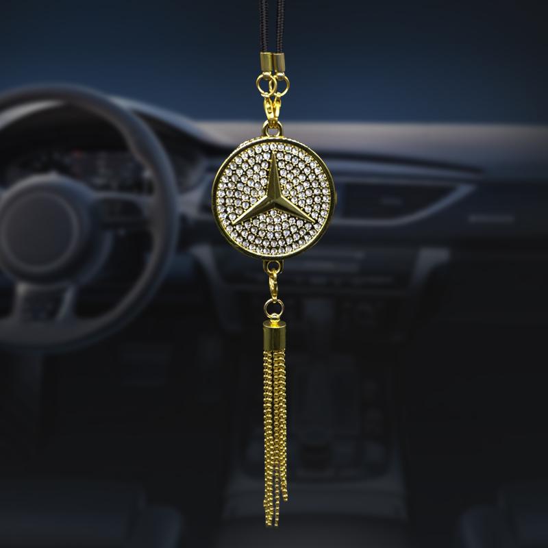 TXF4 Car Styling Metal Diamond Rear View Mirror Hanging Pendant Ornament For Mercedes Benz A C E S G Class GLC CLE CLA GLB GLS W177