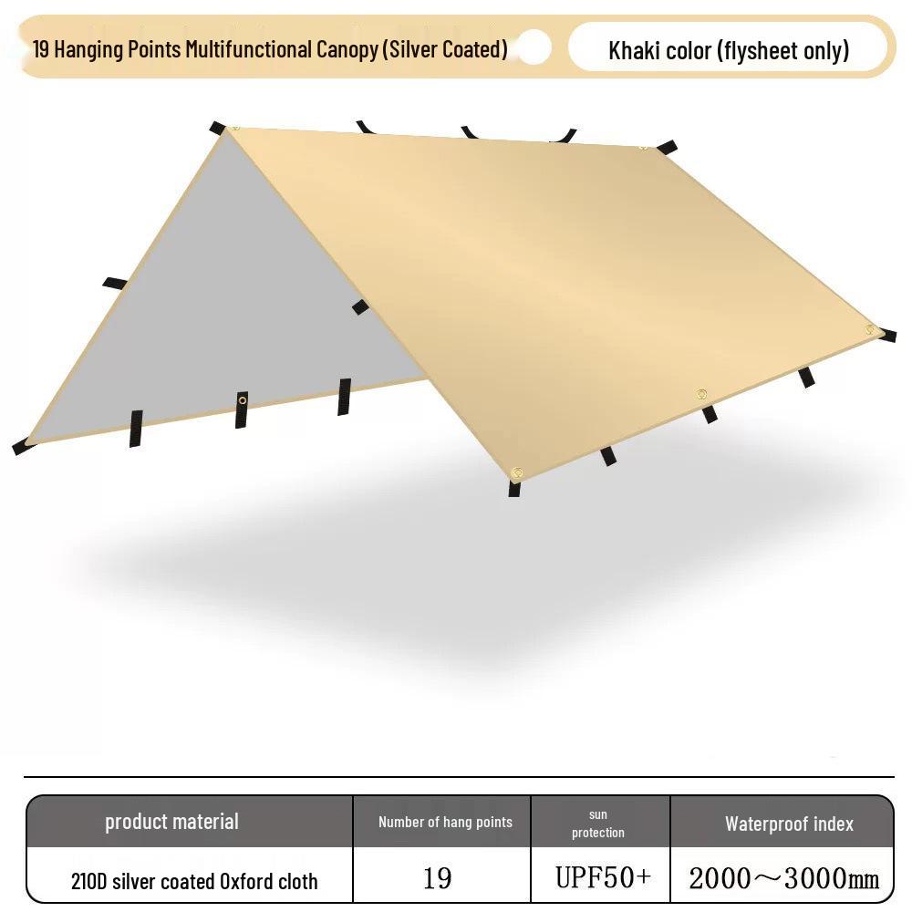 

Multifunctional Sunshade Canopy: Rainproof & UV-Protected Awning with 19 Hanging Points for Outdoor Camping 3x3