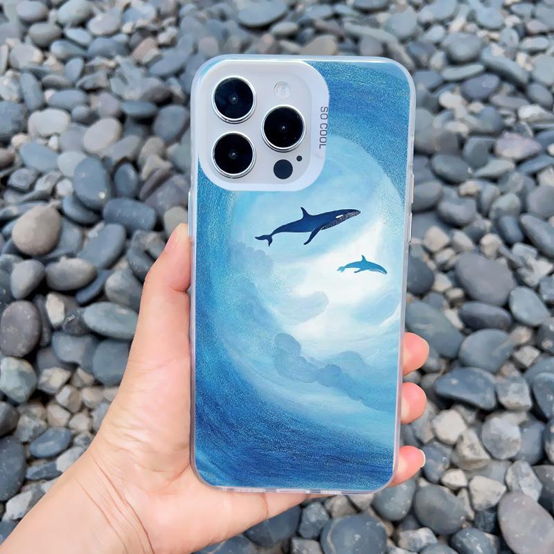 

Ocean Dolphin Phone Case For iPhone 16 15 11 14 Pro Max 13 12 Mini Pro Max 16 15 14 Plus Shockproof Laser Phone Back Cover Funda iphone 13Mini