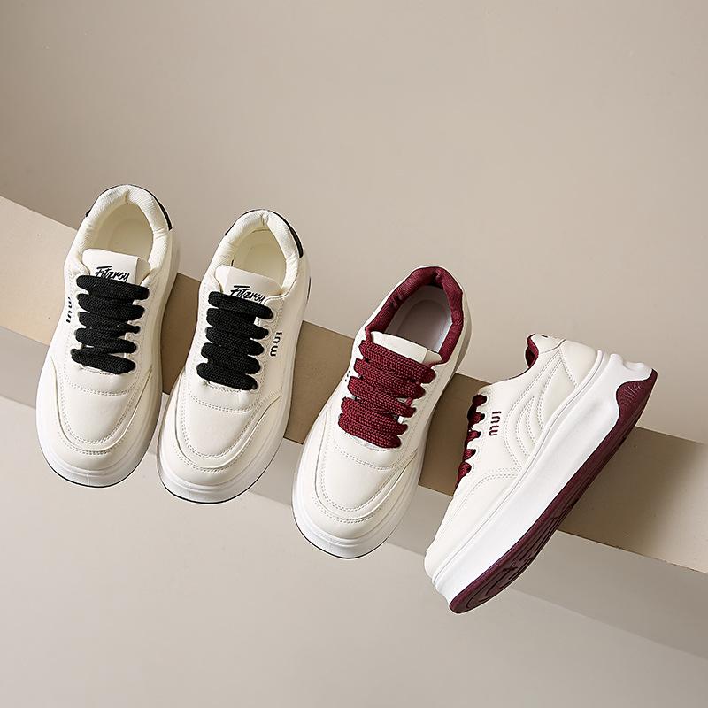 Fashion Platform Sports Board Shoes Women's 2025 Spring and Autumn New Versatile Round Head Little White Shoes Keep Warm and Increase Height Women's B
