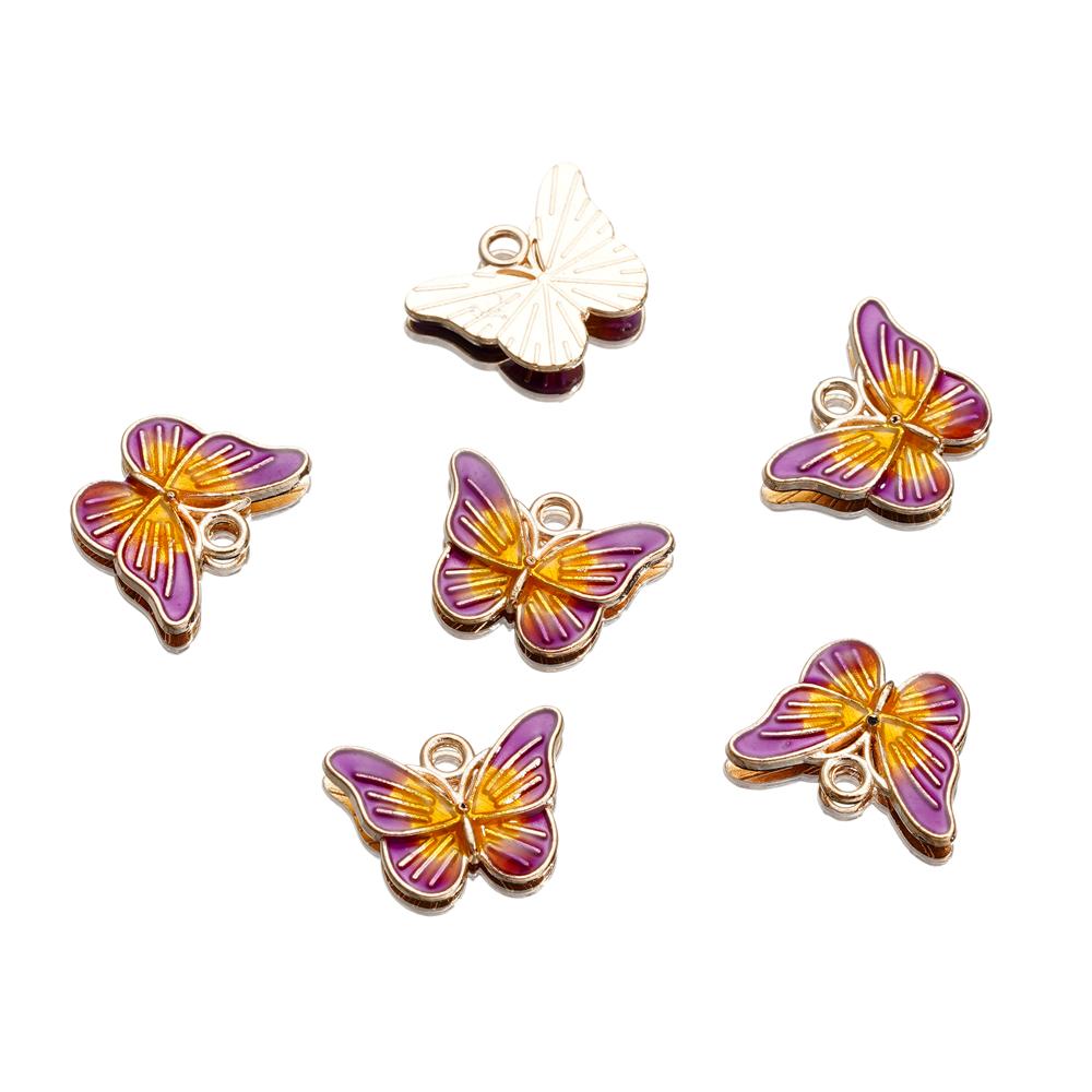4Pcs/Lot 4 Styles Alloy Metal Drop Oil Butterfly Charms Animal Pendant For DIY Bracelet Necklace Jewelry Making Accessories