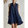 Summer New Style Loose-fitting Fashionable Casual Ruffled Buttoned Dress for Women