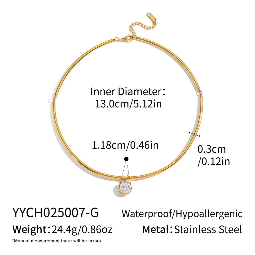 X&L 18K Gold PVD Plated Stainless Steel Necklace for Women New Fashion Geometric Zircon Pendant Necklace Charms Jewelry