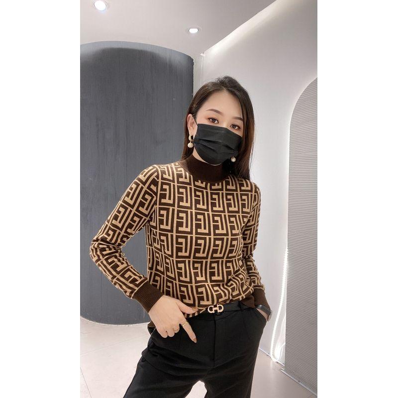 

Весенний повседневный универсальный трикотажный свитер с полувысоким воротником Brown L