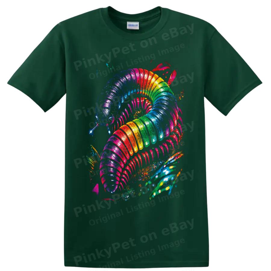 Rainbow Millipede T Shirt Colorful Insect Art Psychedelic Nature Graphic Tee