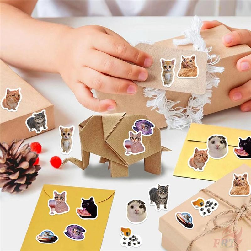 500Pcs/Roll Q Internet Celebrity Cats Kids Rewards Stickers - DIY Scrapbooks Album Decor Sealing Label Decals
