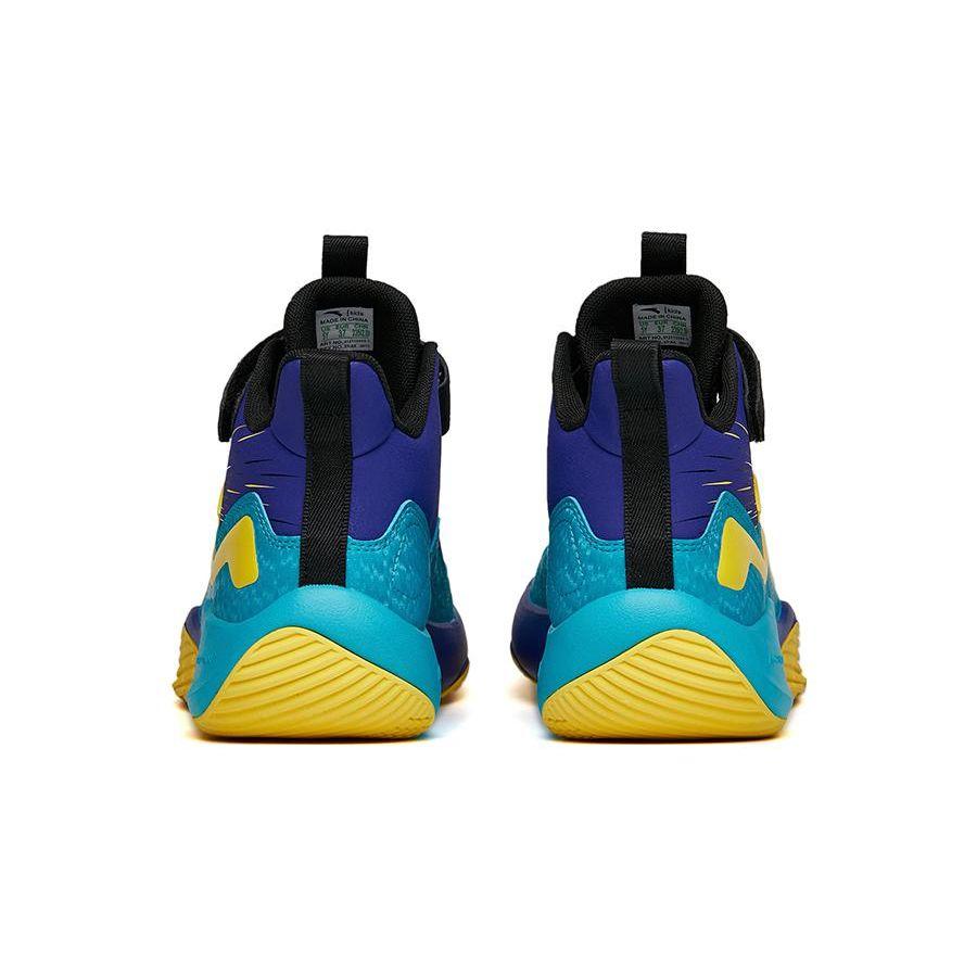 Anta Kids Non-Slip Wear-Resistant Mid-Top Basketball Shoes Kids sneaker Blue Yellow Purple A312211101-3