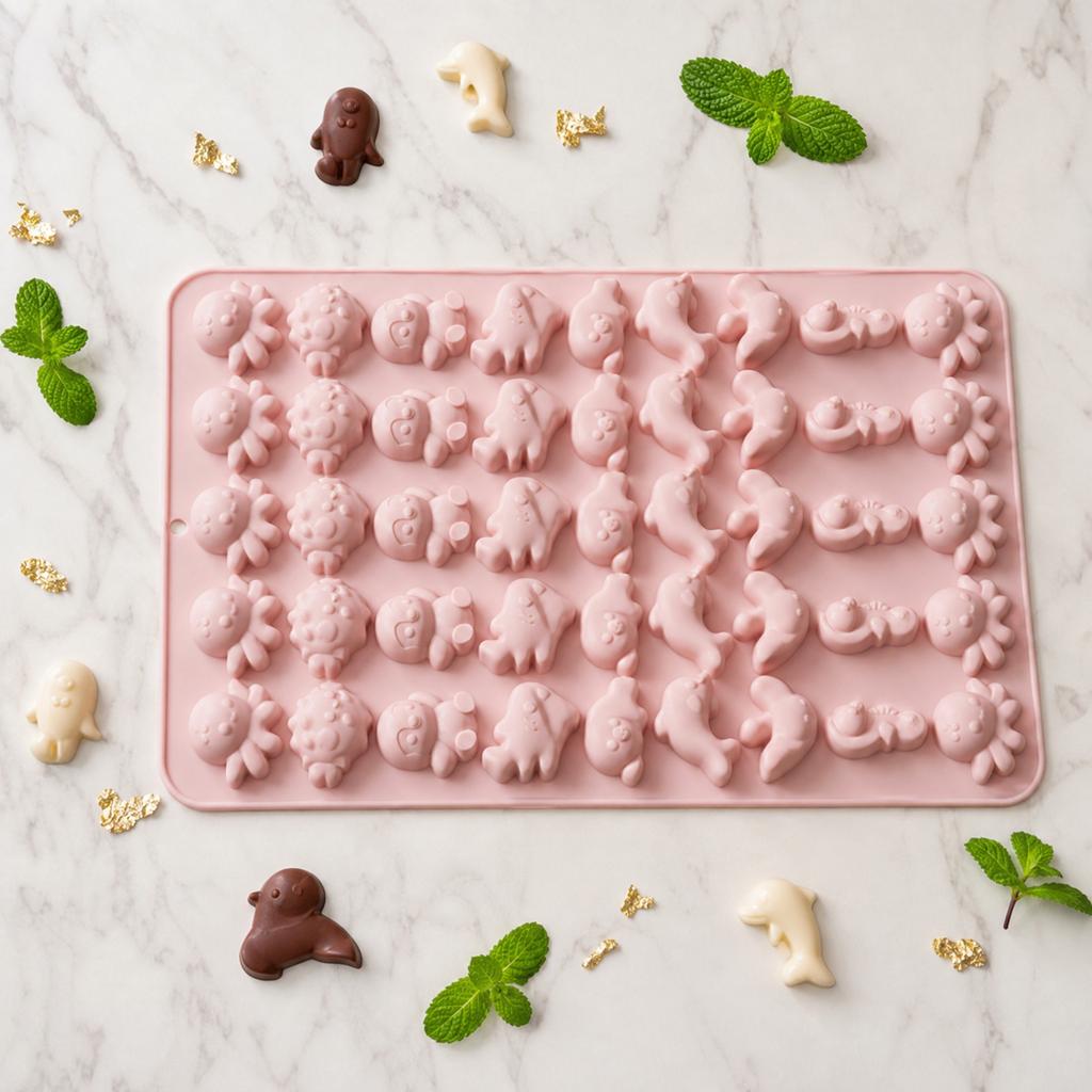 Animal Silicone Chocolate - Dolphin and Penguin Shapes, Food Grade Easy Release for Chocolate Candy and Baking, Non-Stick Flexible