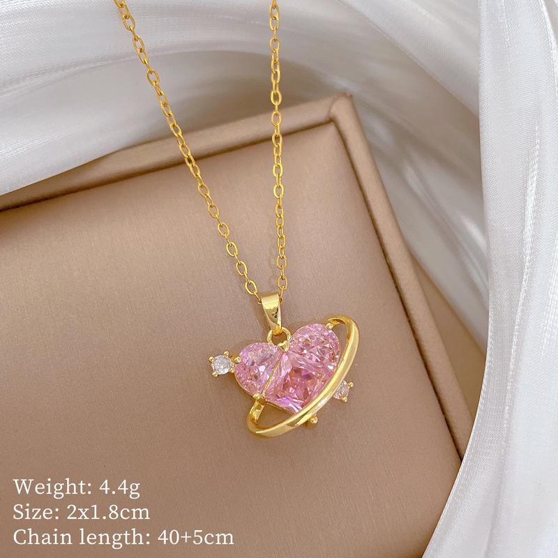 Multi-Element Style Copper Micro-Inlaid Necklace Combination Female Real Gold Electroplated Exquisite Collarbone Chain