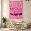 Custom Name Pink Panther Wall Tapestry Aesthetic Wall Hanging Printed Fabric Blanket Decorative Tapestries for Bedroom Living Room Home Decor
