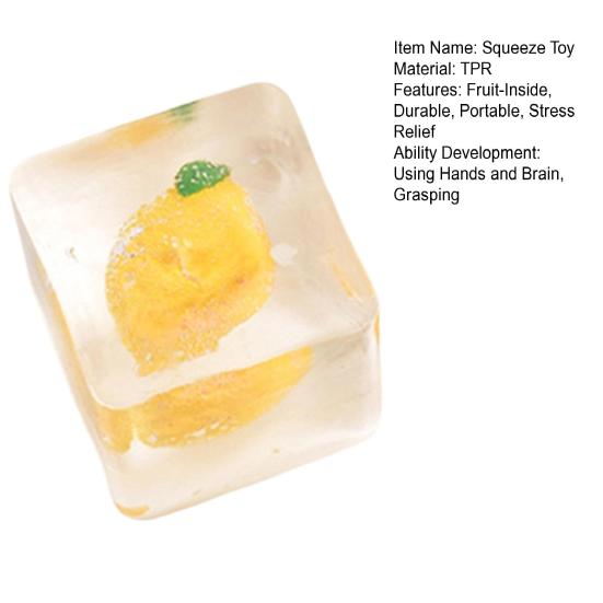 Crystal Ice Jelly Squeeze Toy TPR Soft Fruit Stress Reliever Mud Texture Fidget Sensory Toy for Party Game Relaxation Tool