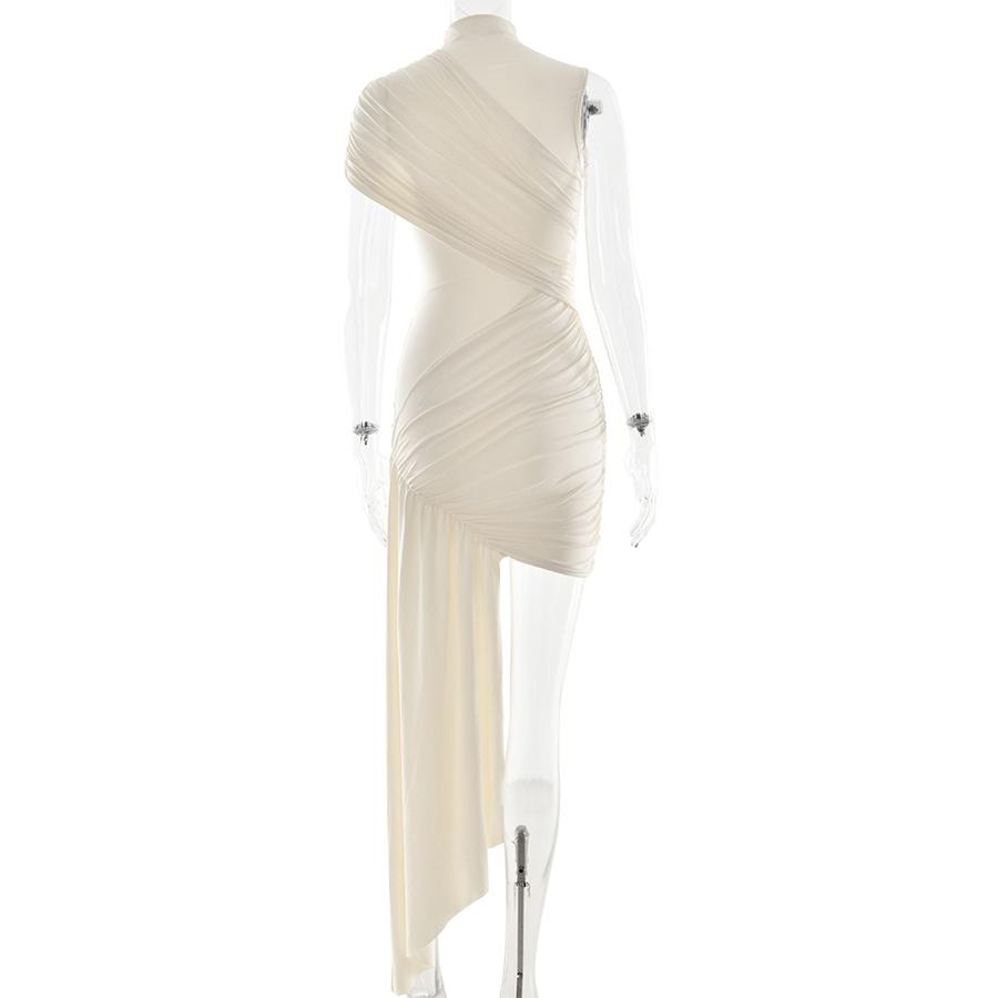 Letní nový styl Sexy dámské bodycon šaty s asymetrickými volánky