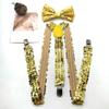 Popular Sequins Suspenders and Bowtie Set for Male with Metal Clip Weddings and Theme Parties Costume Neckwear Accessory