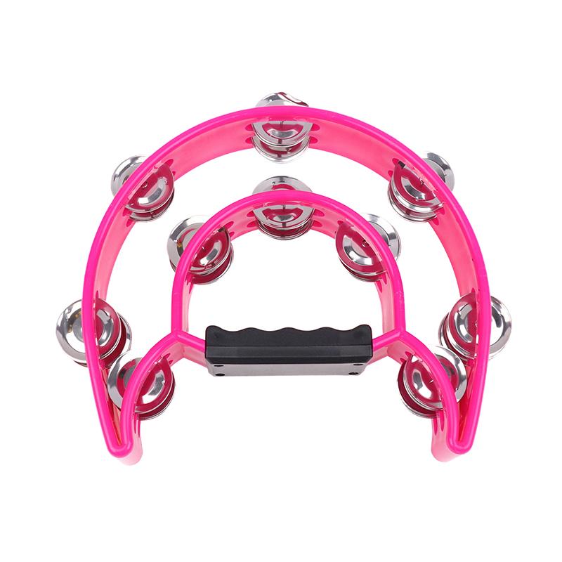Hand Bell Double Row Rattle Orff Tambourine Double Layer Hand Bell Drum Percussion Instrument Handle Jingle Bell Educational Toy