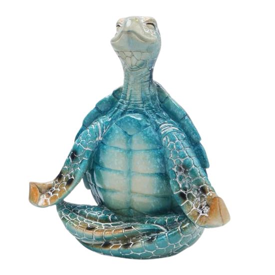 Yoga Turtle Statue Resin Sit in Meditation Turtle Figurine Meditating Zen Turtle Ornament for Yoga Studio Home Bedroom Decoration