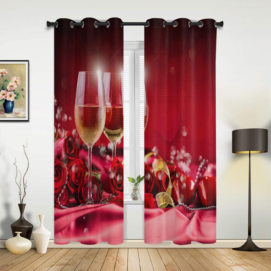 Pink Rose Flower Butterfly Curtains for Bedroom Living Room Drapes Kitchen Children's Room Window Curtain Modern Home Decor