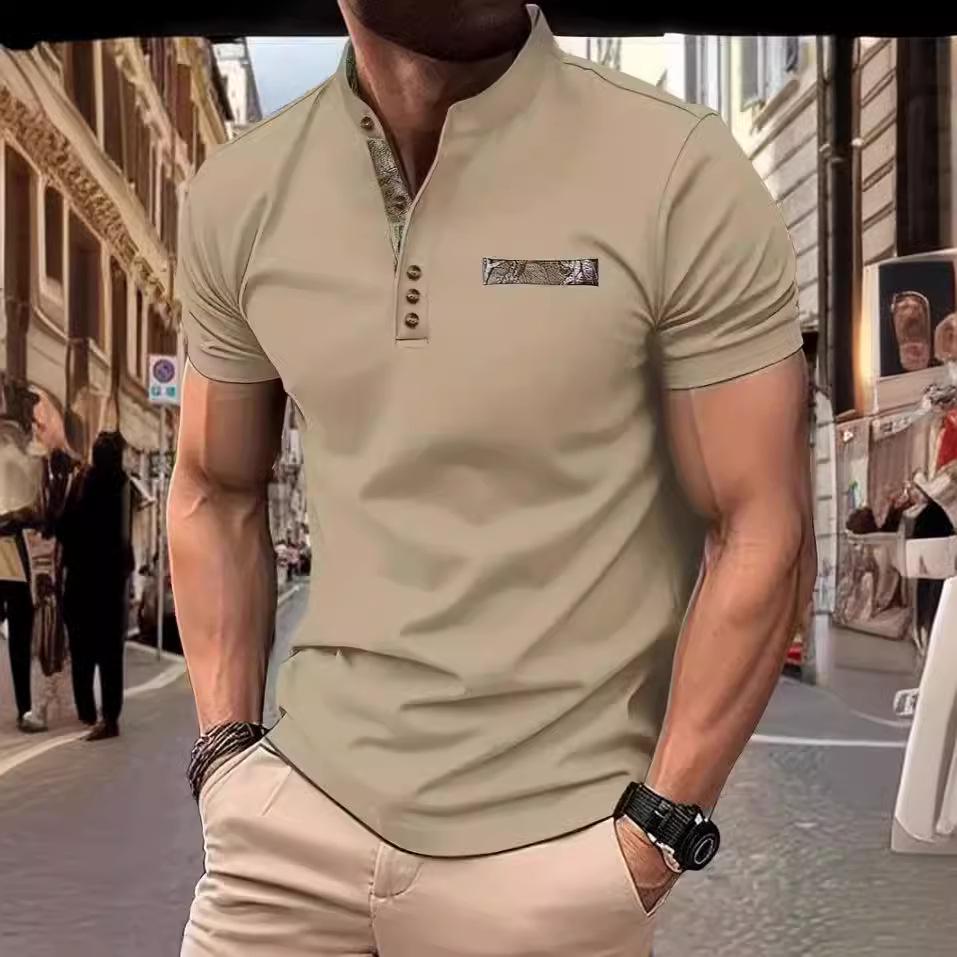 2024 Men's Trendy Casual Stand Collar Short Sleeve Polo Shirt