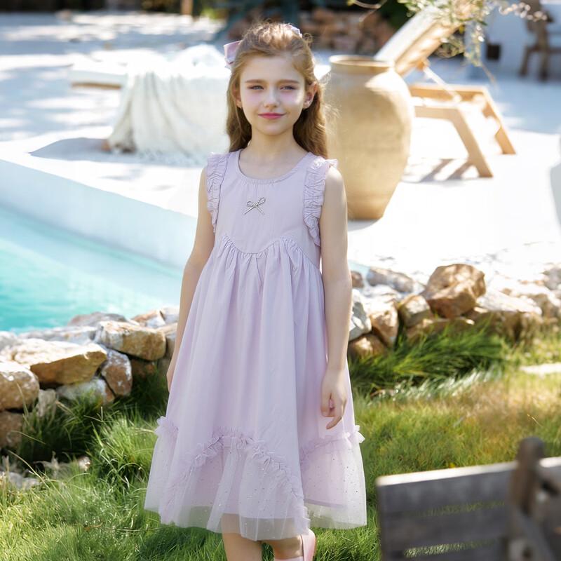FULUOMI Girls Summer Sweet Mesh Lace Princess Sleeveless Dress 130