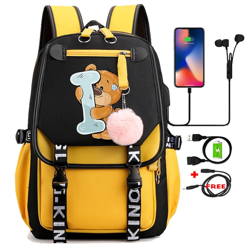 Leinwand Druck 26 Englisch Buchstaben Student Schule Tasche Rucksack Outdoor Teenager Mädchen Büchertasche Laptop Reise Rucksack