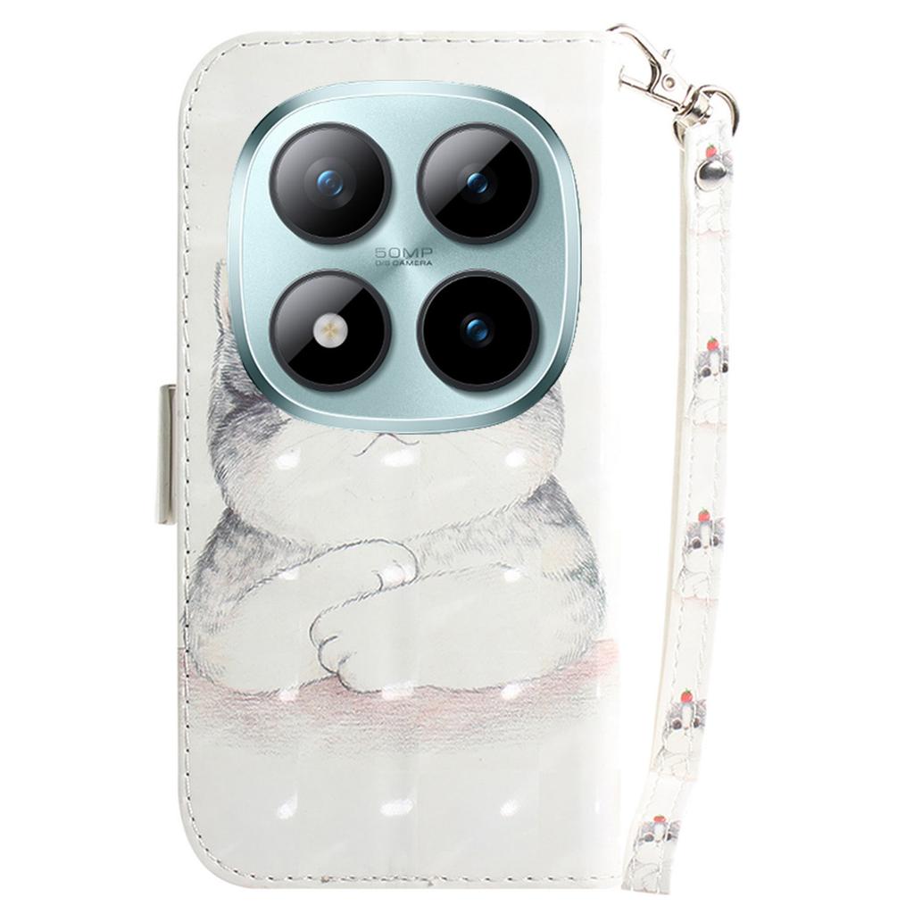 עבור Xiaomi Redmi Note 15 Pro 5G (גלובלי) ארנק עור עם הדפסת דוגמה, כיסוי טלפון עם רצועת יד