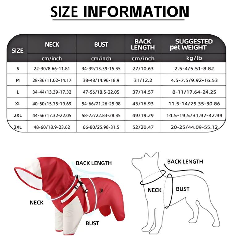 Pet Dog Waterproof Coat Puppy Hooded Jacket for Rainy Day Outdoor Dog Raincoat Reflective Clothes for Small Medium Large Dogs