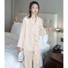 French High-End Ice Silk Pajamas Women'S Spring And Summer Striped Long-Sleeved Trousers Loungewear Suit Can Be Worn Outside