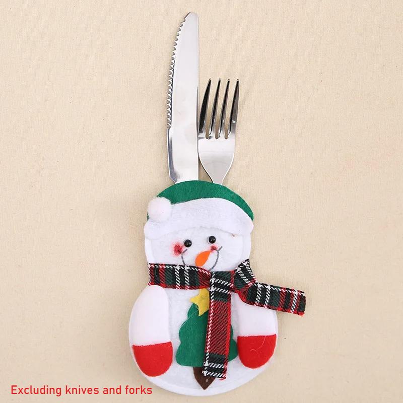 Christmas Cutlery Cover Santa Claus Knife and Fork Protective Cover Cloth Art Knife and Fork Set Decor for Xmas Dining Table