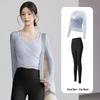 Net Sweet Design Women's High-Waisted Tummy Control Long-Sleeve Yoga Set with Mesh Cover-Up.