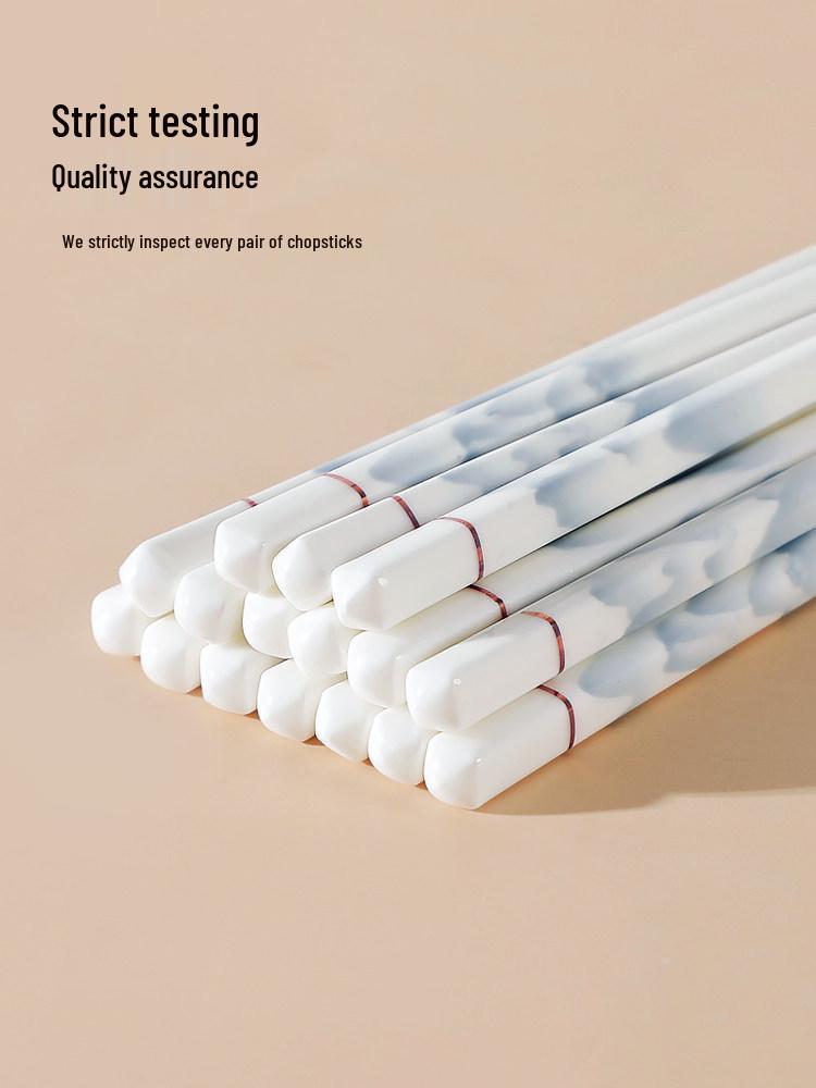 Thousand Li Mountains Ceramic Chopsticks & Spoon Set - 10 Pairs, 2025 Style, Non-slip, Heat Resistant, Healthy.