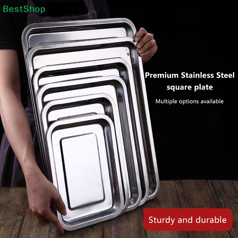 Stainless Steel Rectangular Food Trays Set - Reusable Kitchen Trays for Baking, Food Storage & Catering (Assorted Sizes)