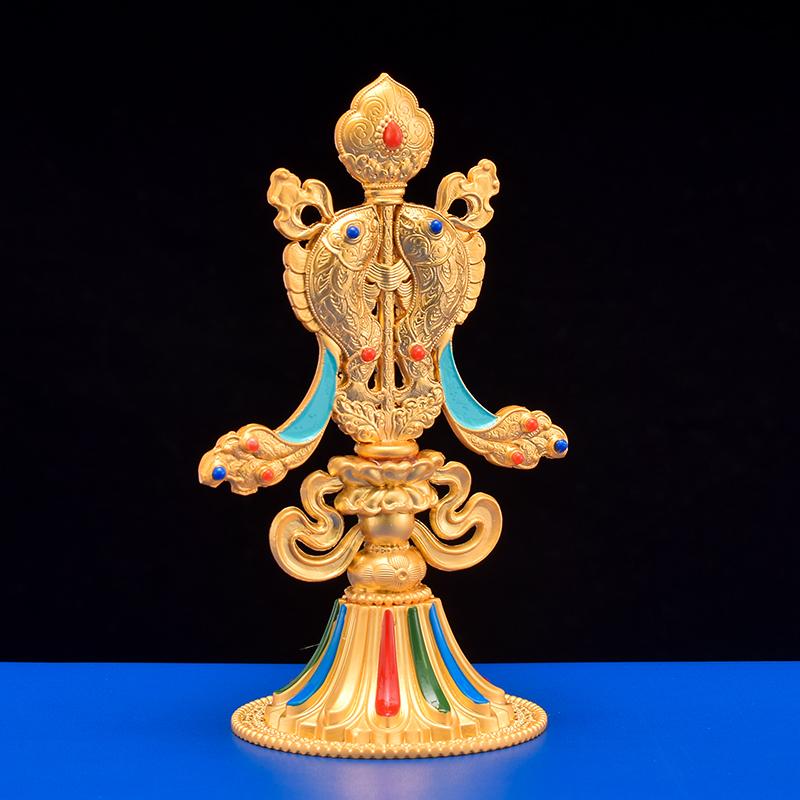 Tibetan Engraved Gold Eight Treasures Auspicious ,Tantric Alloy Handicraft ,Buddhism Home Desktop Altars Decorative ,8 Pcs ,1Set