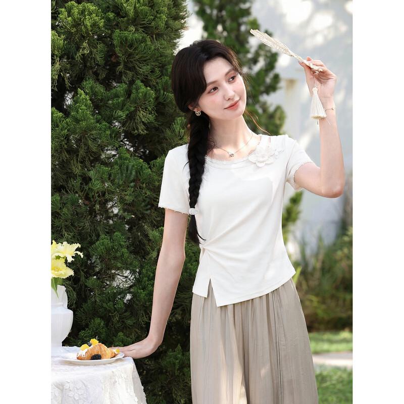 Lu Xiangnan Women s Apricot Short-Sleeve T-Shirt L