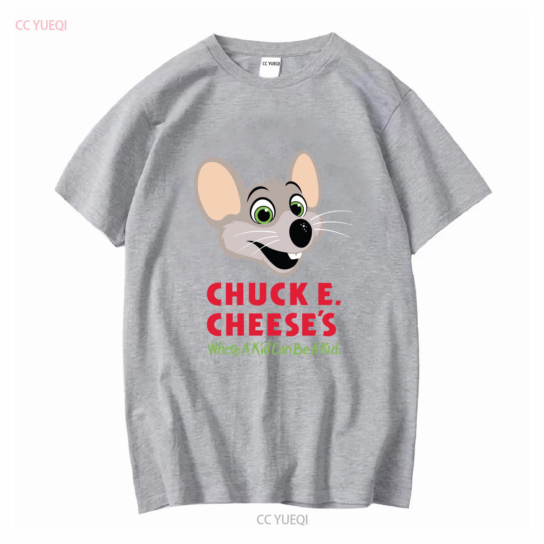 Новая футболка с логотипом ресторана Shir Pizza Chuck E Cheese Американский винтаж Стильная стирка Удобный топ для повседневной носки Стильный S