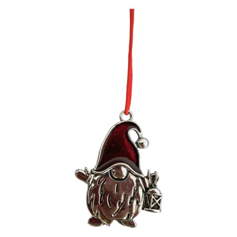 Silver Alloy Christmas Tree Decoration with Hanging Cord for Wreath Window Hook Holiday Tree Hanging Ornament for Home Display