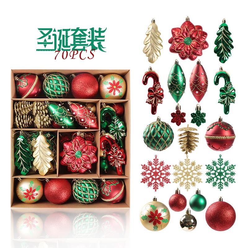 

Large Size 70-Pcs Christmas Tree Pendants Painted Christmas Ball Ornaments for Holiday Birthday Parties Home Decorations Other темно-сірий