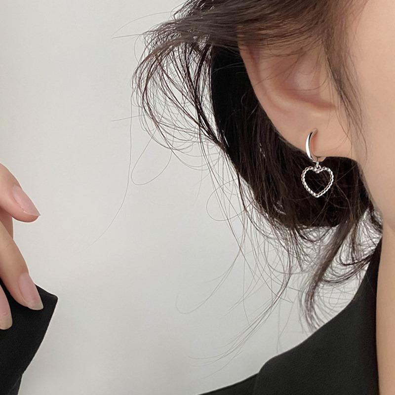 Trendy Color Love Heart Earrings For Women Girls Korean Asymmetrical Tassel Earrings Party Wedding Jewelry Gifts