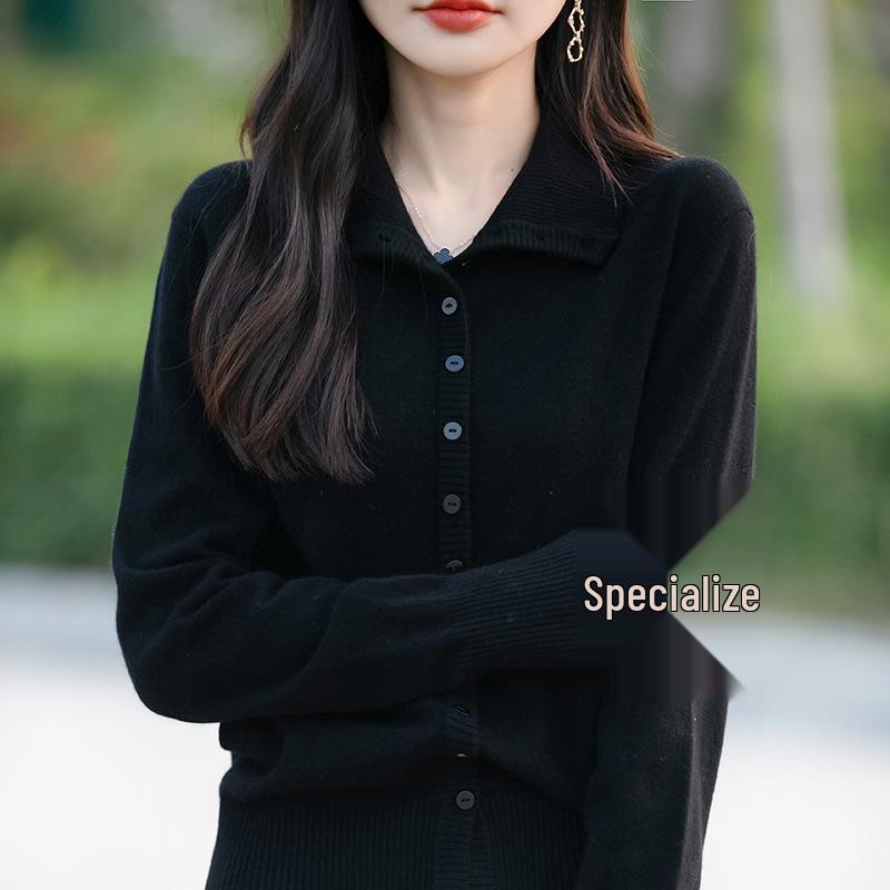 Women's Thick Knit High Collar Cardigan Sweater - Autumn/Winter Loose Long Sleeve Buttoned Jacket