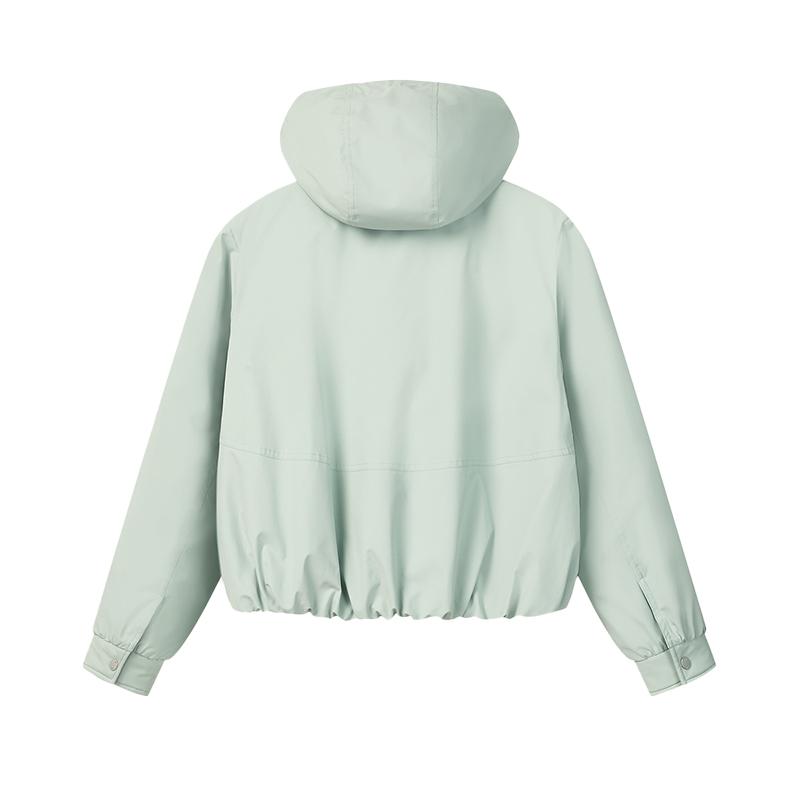 Fila White Simple Classic Casual Comfortable Waterproof Loose Short Hooded Cotton Jacket Women Jackets F11W613904FGN