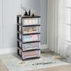 Plastic Rolling Cart, 5 Drawers Storage Cabinet W/ Wheels, Clear Drawer Storage Organizer for Home Office