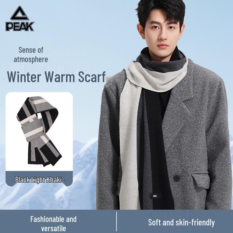 

Peak Men s Knitted Plaid Winter Scarf