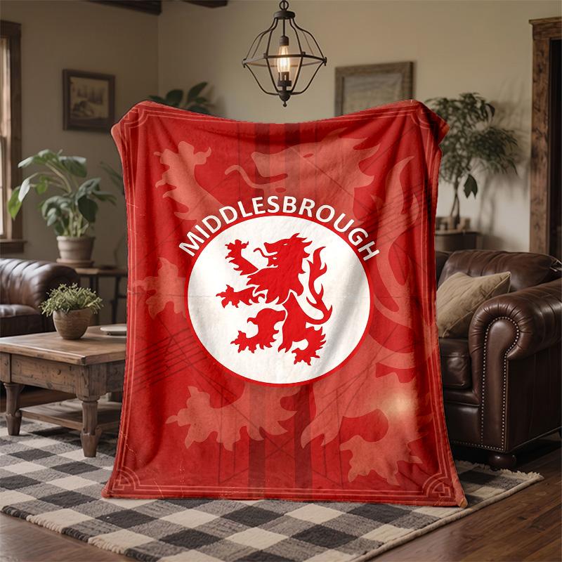Middlesbrough Theme Fleece Blanket Cozy Soft Plush Blanket For Bedroom Couch Travel