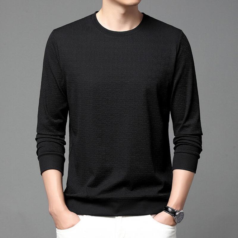 

Осенняя молодежная толстовка с капюшоном, длинный рукав, мужская футболка с круглым вырезом, легкая, роскошная, высококачественная, трикотажная, деловая, базовая рубашка XXXXL чёрный