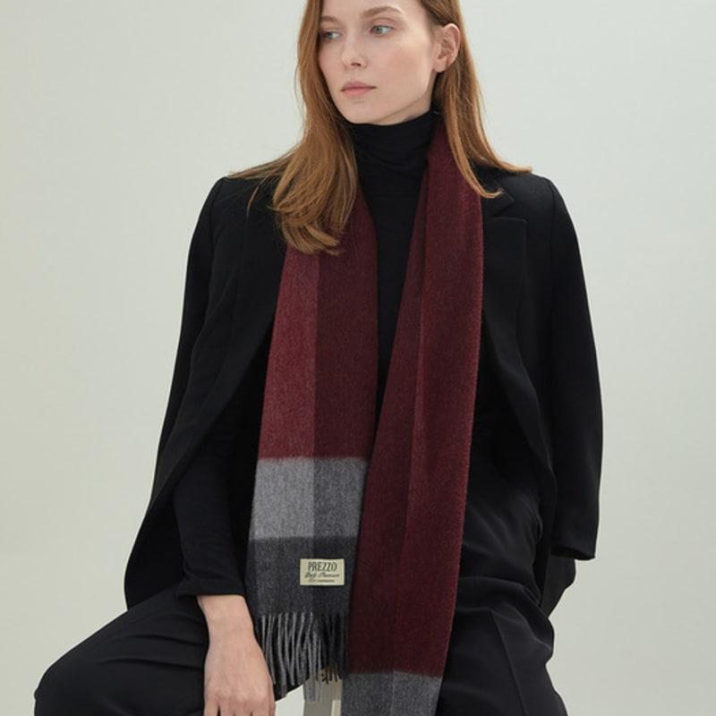 

PREZZO 100% Cashmere Check Muffler PLAID Muffler ELEGANTE (4 colors) 03. ELEGANTE GREY BEIGE
