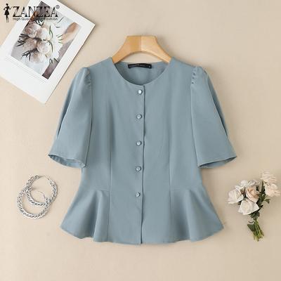 Dámská ležérní letní halenka s kulatým výstřihem a krátkým rukávem