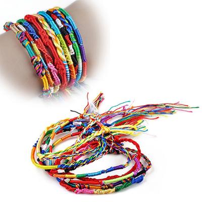 20 Pulseras Hilos Tejidos Moda Cordón Pulseras Multicolor para Club