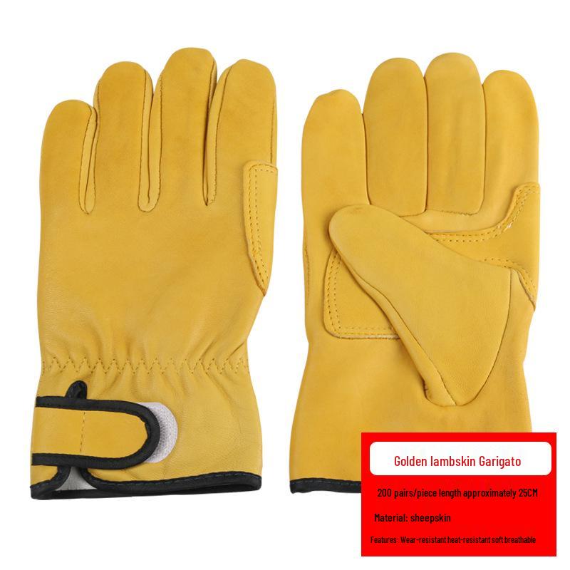 Sheepskin Welder's Gloves: Heat-Insulating, Wear-Resistant, Thickened, Durable, Protective, Double-Layer Welding Gloves with Free Shipping.